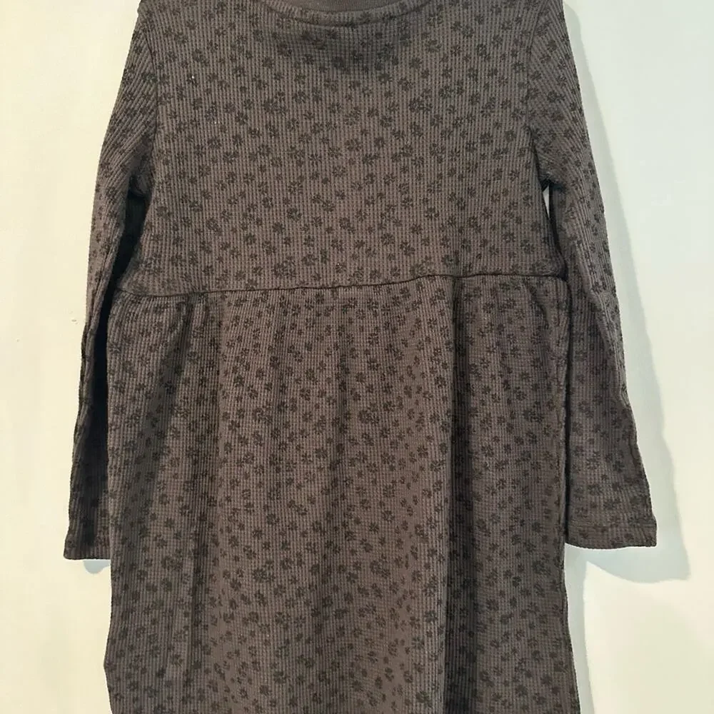 GAP Kids XS‎ 4/5 Waffle Knit Brown Floral Skater Dress